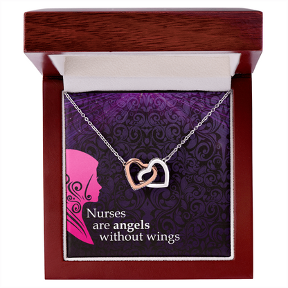 Interlocking Hearts Necklace, Jewelry Gift, Rose Gold, or 18k yellow gold finish, Nurse, Nurses - YERTIZZ.COM