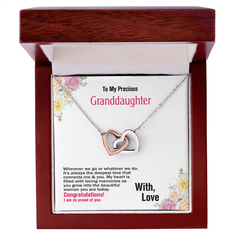 To Granddaughter-With Love, Interlocking Hearts Necklace, Jewelry Gift - YERTIZZ.COM