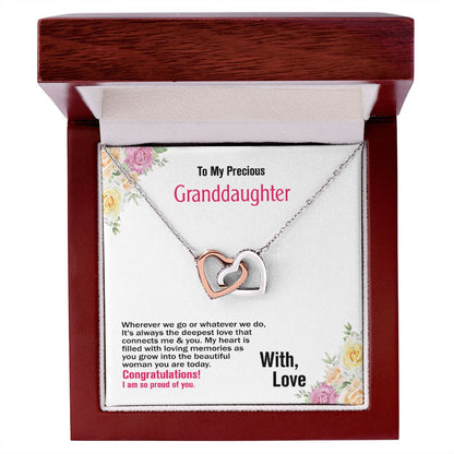 To Granddaughter-With Love, Interlocking Hearts Necklace, Jewelry Gift - YERTIZZ.COM