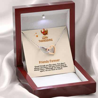 Happy Thanksgiving, Friends Forever, Interlocking Hearts Necklace, Jewelry Gift - YERTIZZ.COM