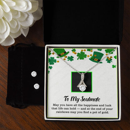 To My Soulmate, St. Patrick's Day, Alluring Beauty Necklace, Cubic Zirconia Earring Set - YERTIZZ.COM