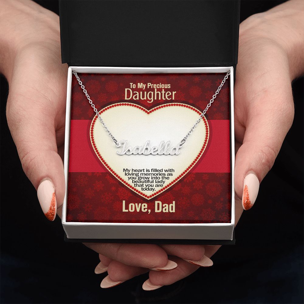 To My Precious Daughter, Love Dad, Custom Name Necklace