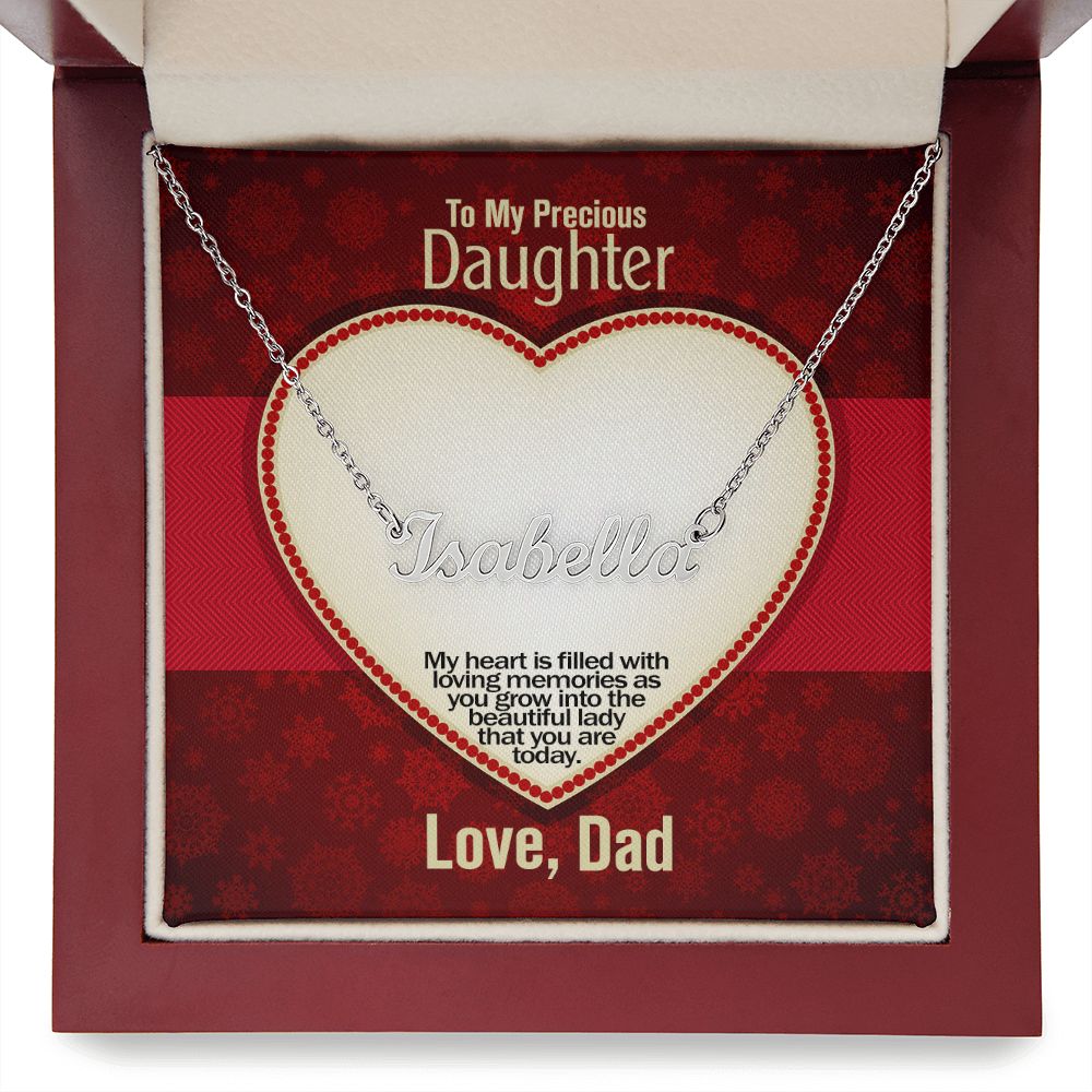 To My Precious Daughter, Love Dad, Custom Name Necklace