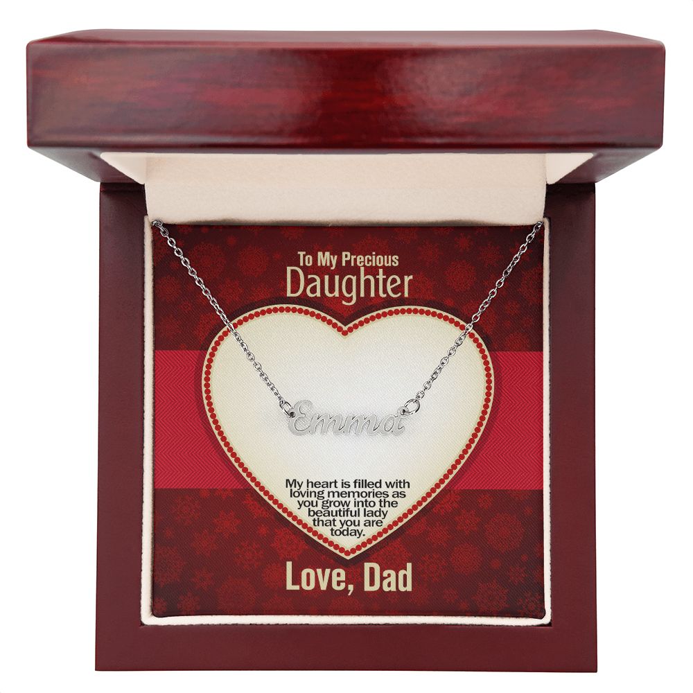 To My Precious Daughter, Love Dad, Custom Name Necklace