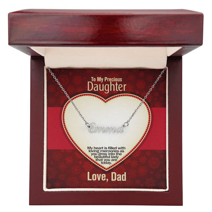 To My Precious Daughter, Love Dad, Custom Name Necklace