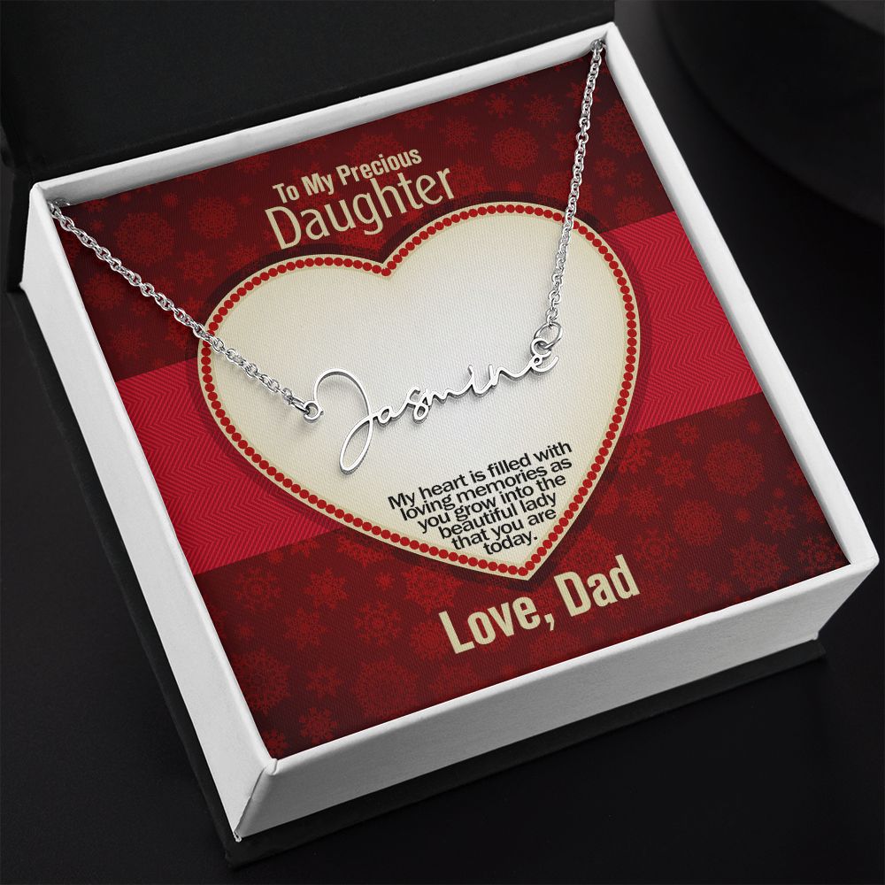 To My Precious Daughter, Signature Name Necklace, Jewelry Gift - YERTIZZ.COM