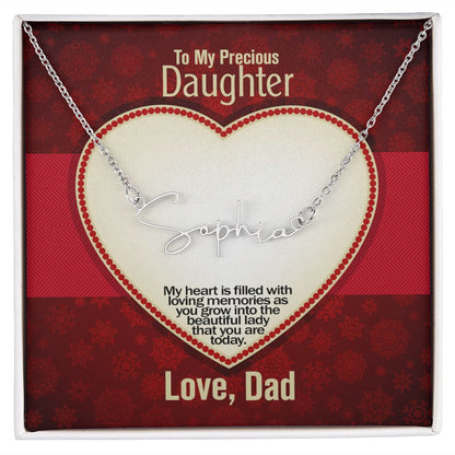 To My Precious Daughter, Signature Name Necklace, Jewelry Gift - YERTIZZ.COM