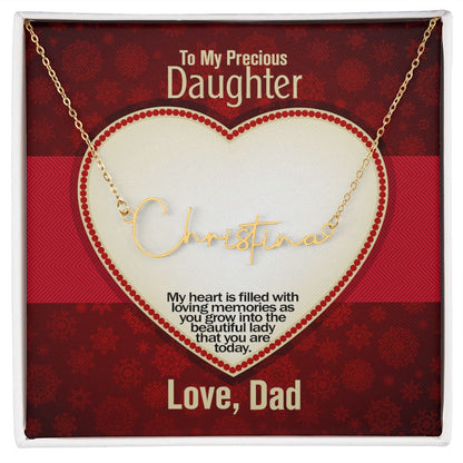 To My Precious Daughter, Signature Name Necklace, Jewelry Gift - YERTIZZ.COM