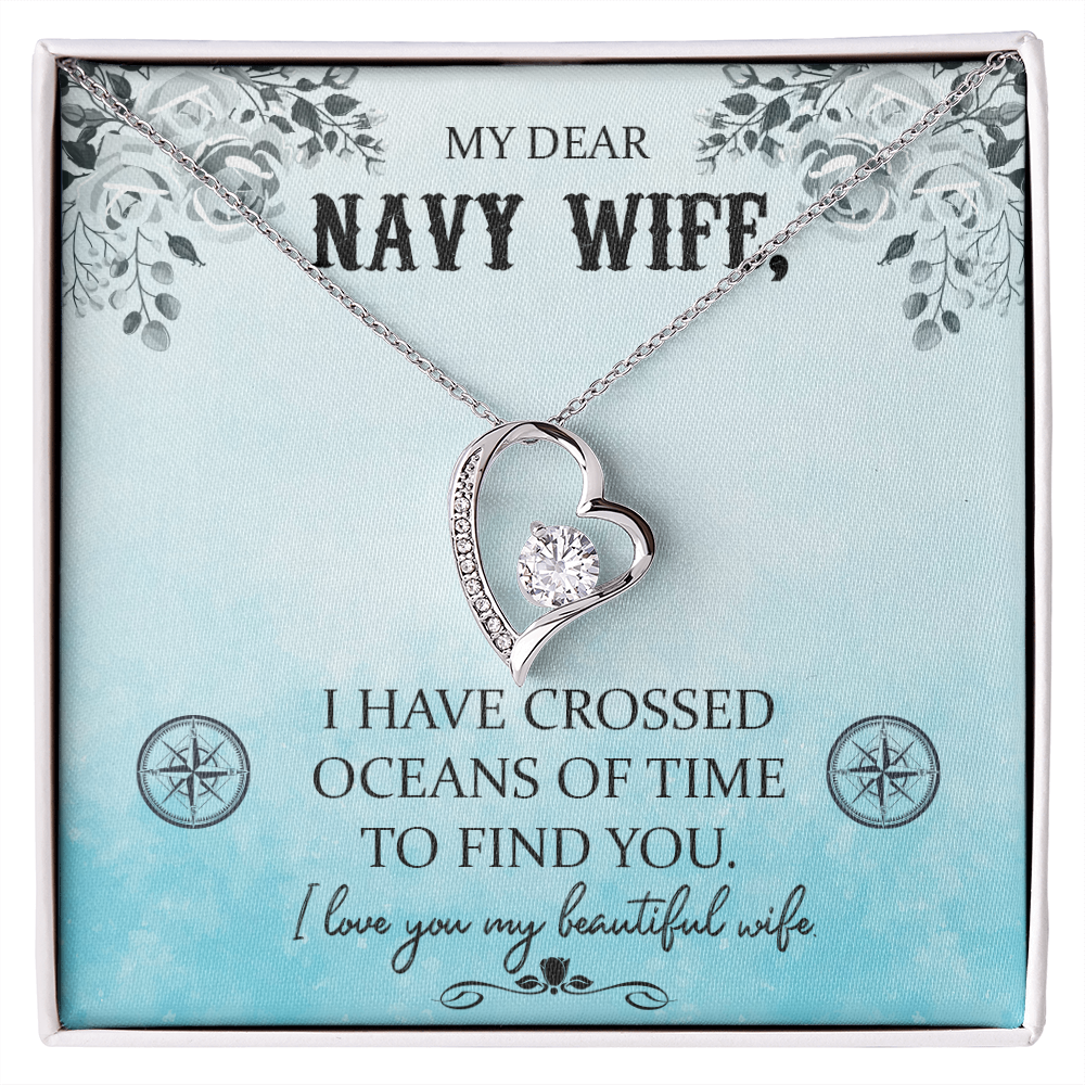 Forever Love Necklace, Gift, Jewelry, Navy, Navy Wife, Wife, To Wife - YERTIZZ.COM