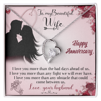 To My Wife, Happy Anniversary, Forever Love Necklace, Jewelry Gift - YERTIZZ.COM