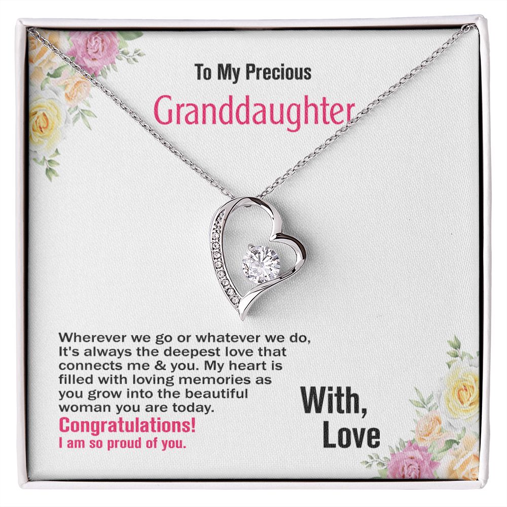 To My Precious Granddaughter, With Love, Forever Love Necklace, Jewelry Gift - YERTIZZ.COM