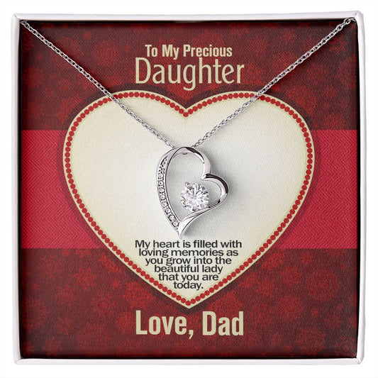 To My Precious Daughter, Love Dad, Forever Love Necklace, Jewelry, Gift - YERTIZZ.COM