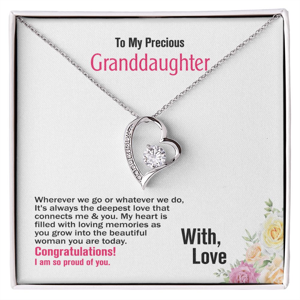 To My Precious Granddaughter, With Love, Forever Love Necklace, Jewelry Gift - YERTIZZ.COM