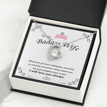 To My Badass Wife, Forever Love Necklace, Jewelry Gift - YERTIZZ.COM
