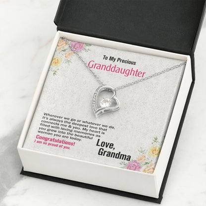 To My Precious Granddaughter-Love Grandma, Forever Love Necklace, Jewelry Gift - YERTIZZ.COM