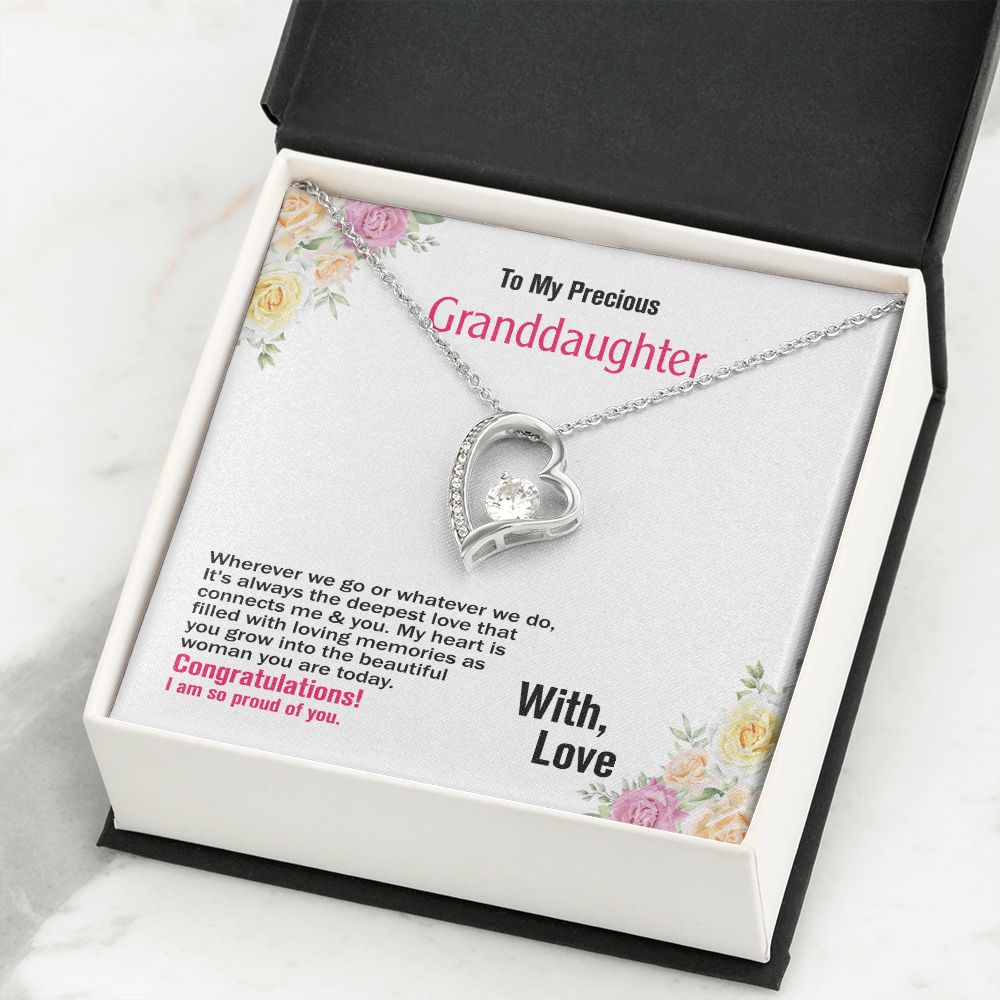 To My Precious Granddaughter, With Love, Forever Love Necklace, Jewelry Gift - YERTIZZ.COM