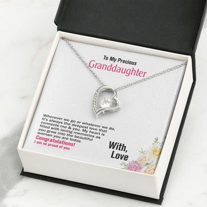 To My Precious Granddaughter, With Love, Forever Love Necklace, Jewelry Gift - YERTIZZ.COM