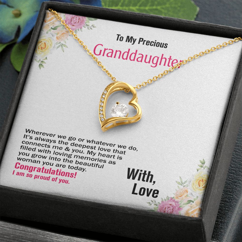 To My Precious Granddaughter, With Love, Forever Love Necklace, Jewelry Gift - YERTIZZ.COM