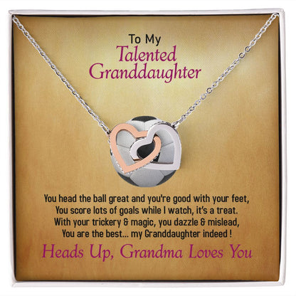 To My Talented Granddaughter-Grandma Loves You, Interlocking Hearts Necklace, Jewelry Gift - YERTIZZ.COM
