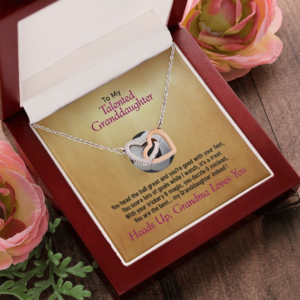 To My Talented Granddaughter-Grandma Loves You, Interlocking Hearts Necklace, Jewelry Gift - YERTIZZ.COM
