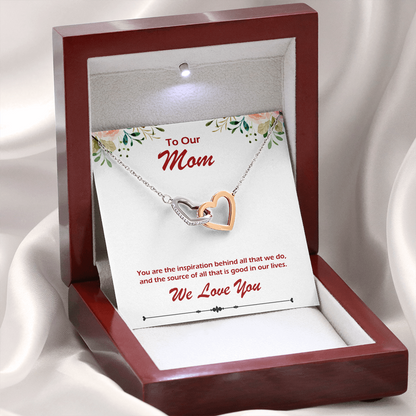 Two hearts Interlocklng, Necklace, Pendant, Love for him, her, Eternal Love