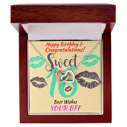 Two Hearts Interlocking Necklace, Jewelry, Gift, Sweet 16, BFF, Birthday - YERTIZZ.COM