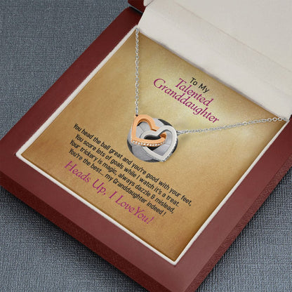 To My Talented Granddaughter-I Love You, Interlocking Hearts Necklace, Jewelry Gift - YERTIZZ.COM