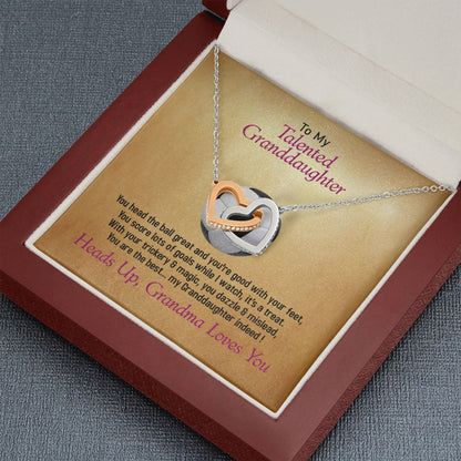 To My Talented Granddaughter-Grandma Loves You, Interlocking Hearts Necklace, Jewelry Gift - YERTIZZ.COM